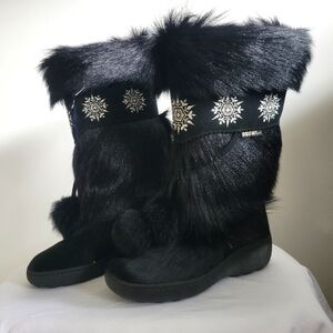 Oscar Sport Genuine Fur Snow Boots Black Women’s EU 36 US 5 Made in Italy Winter